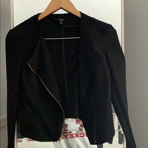 Black asymmetrical zipper blazer